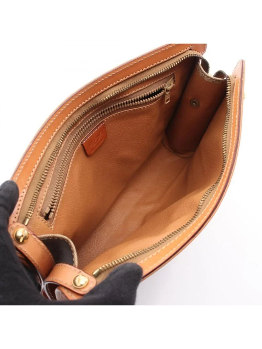 Celine Clutch Macadam Beige Brown Canvas Leather Second